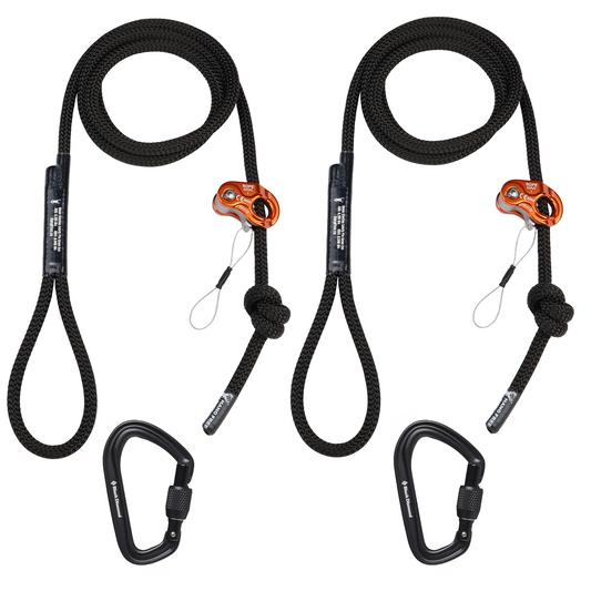 10mm BlackOut Deluxe Sewn Tether & Lineman's Package With Ropeman 2 & Carabiners.