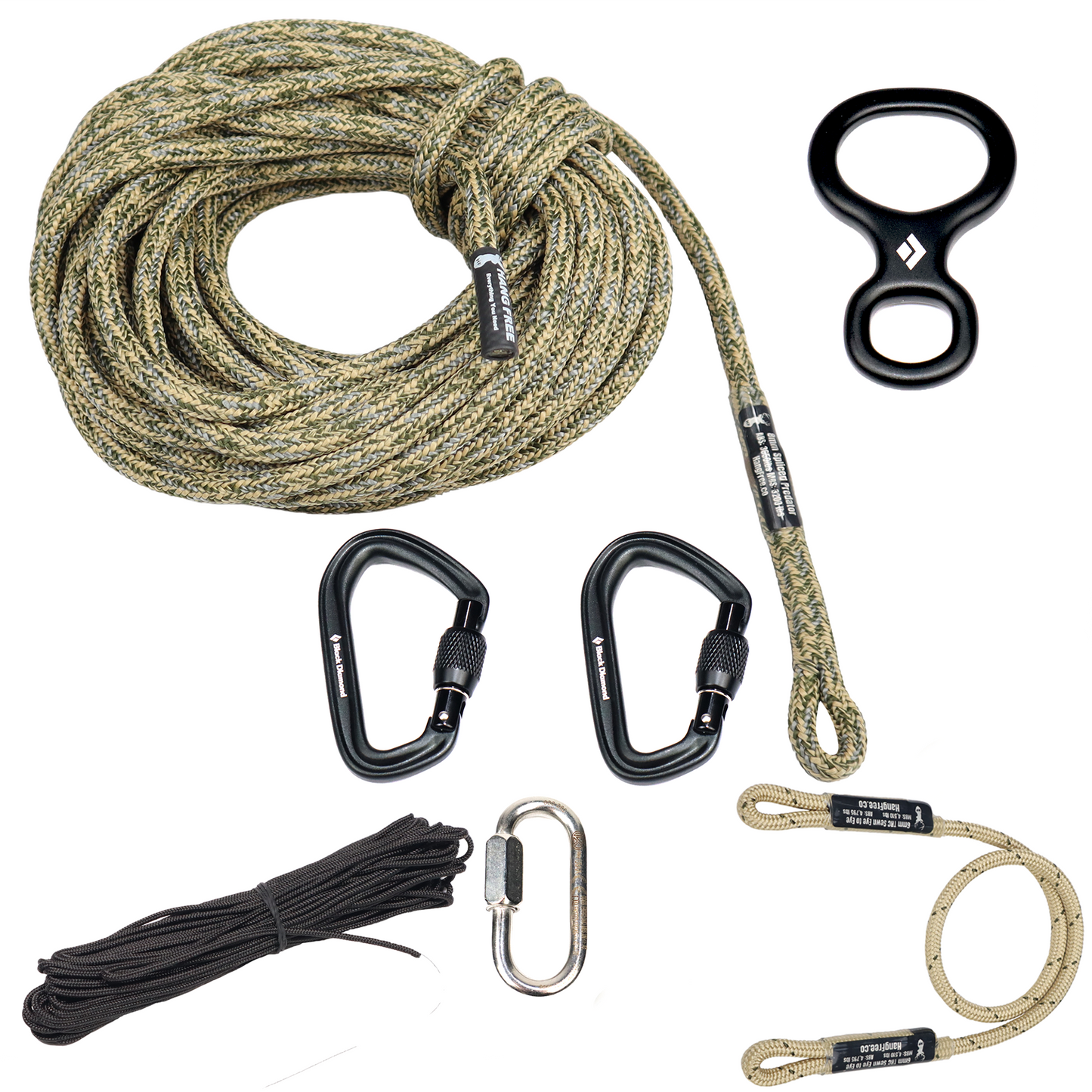 8mm Predator Desert Camo Standard Spliced One Stick/Rappel Rope with all Pieces