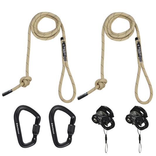 9.5mm Tac Res Deluxe Sewn Tree Tether & Lineman's Belt Package with Ropeman 2 and Carabiners.