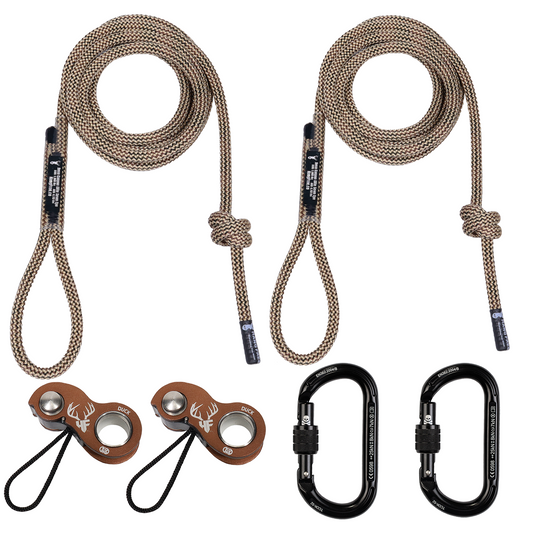 9mm 'Ghost' Deluxe Sewn Tree Tether & Lineman's Package With Two HF Brown Kong Duck Ascenders And Two Trango Oval K Carabiners