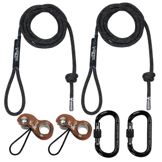 9mm HTP Deluxe Sewn Tether & Lineman's Package With Two HF Brown Kong Ducks And Two Trango Oval K Carabiners.