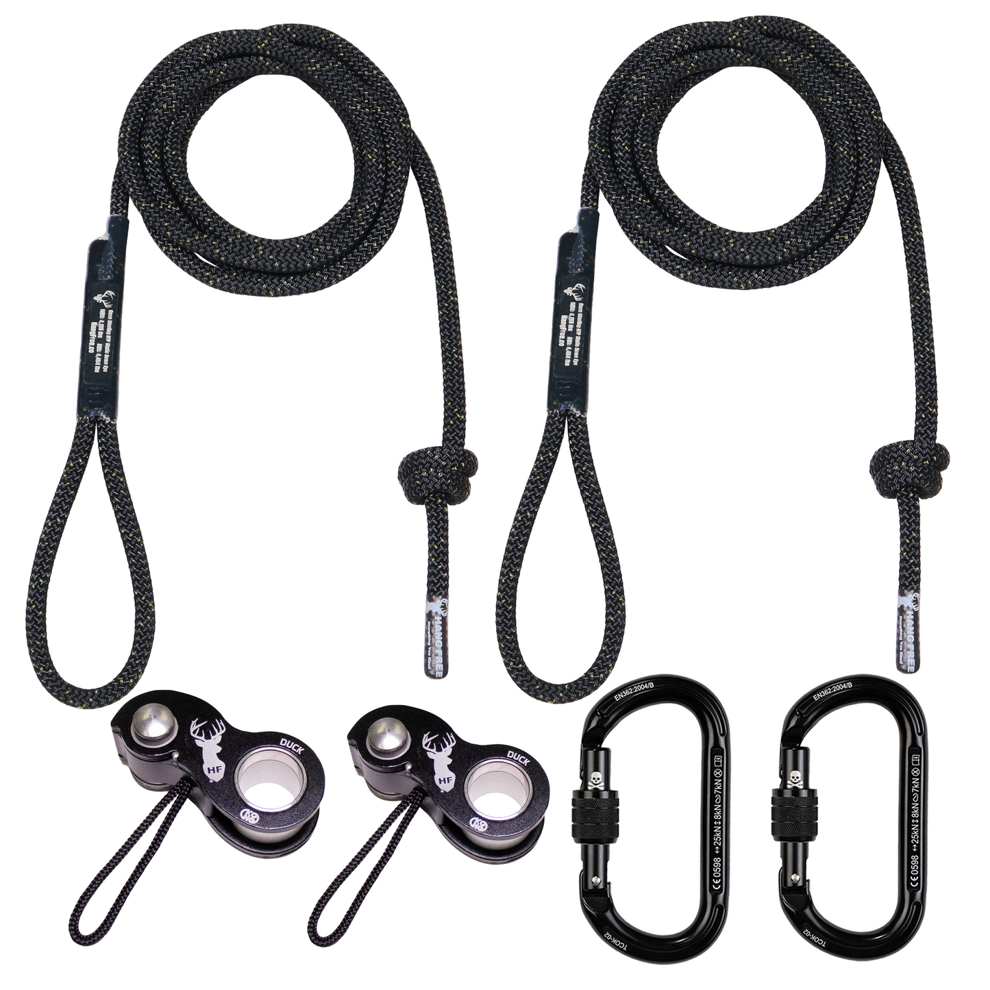 9mm HTP Deluxe Sewn Tether & Lineman's Package With Two Kong Ducks And Two Trango Oval K Carabiners
