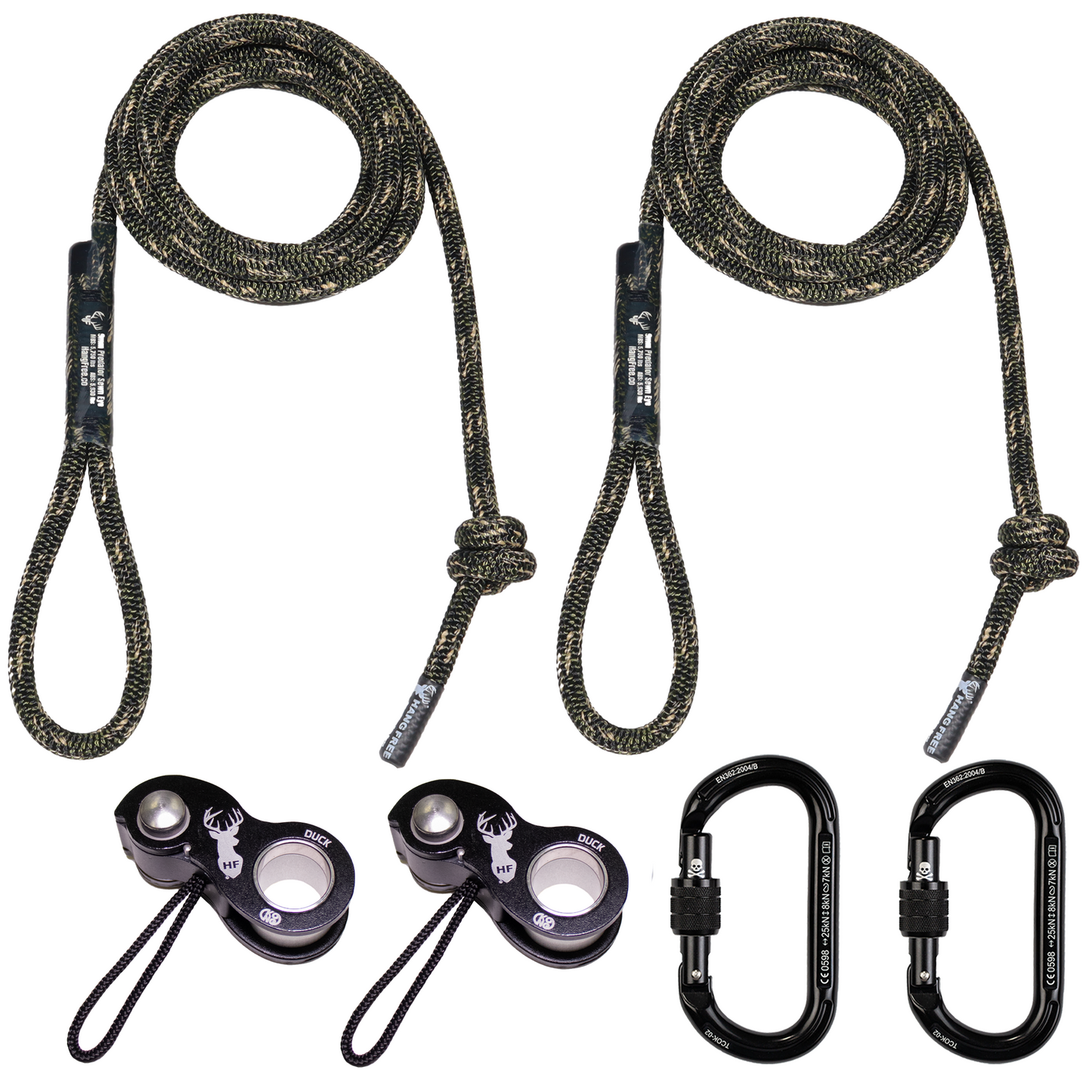 9mm Predator™ Deluxe Sewn Tether & Lineman's Package With Two Kong Ducks And Two Trango Oval K Carabiners