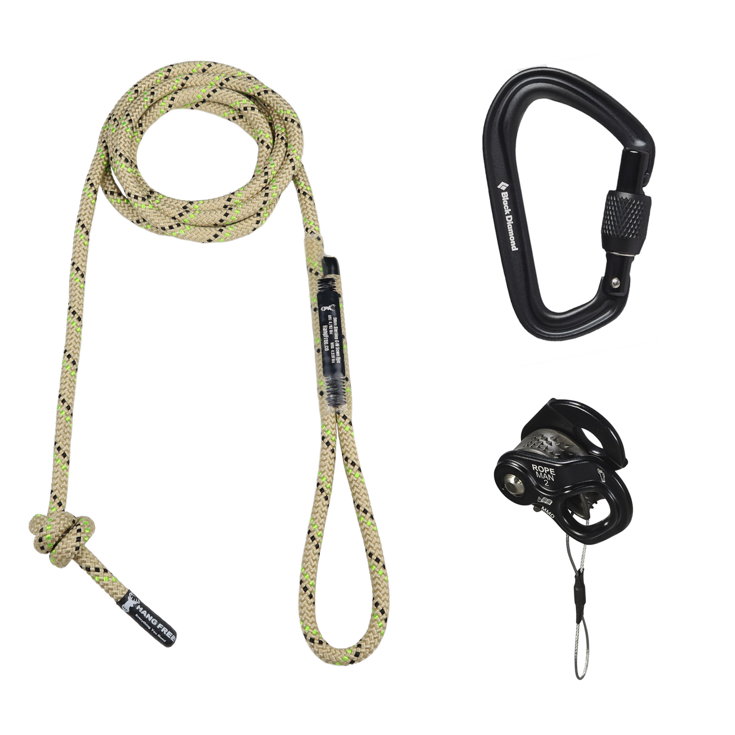 Green 9mm C-IV Deluxe Sewn Tether & Lineman's with Ropeman 2 and Carabiner option.