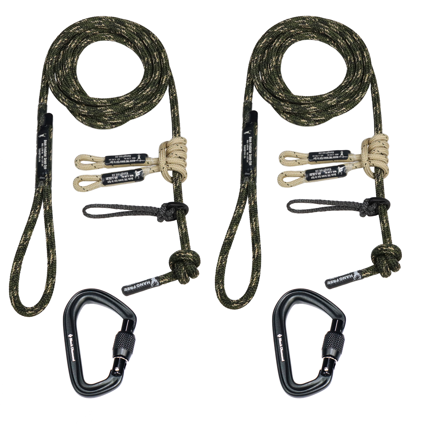 8mm Predator Rope Tether & Lineman's Package in Predator Camo with Carabiners