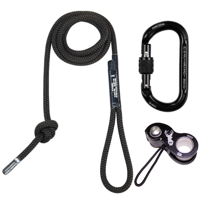 10mm BlackOut Deluxe Sewn Tether & Lineman's Belt With Kong Duck And Trango Oval K Carabiner