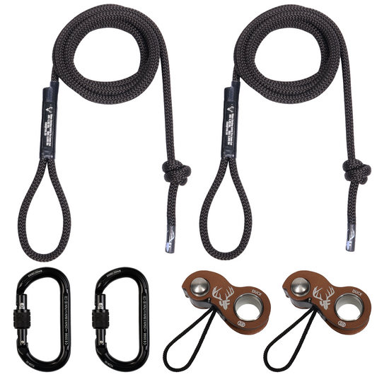 10mm BlackOut Deluxe Sewn Tether & Lineman Package With Two HF Brown Kong Ducks and Two Trango Oval K Carabiners