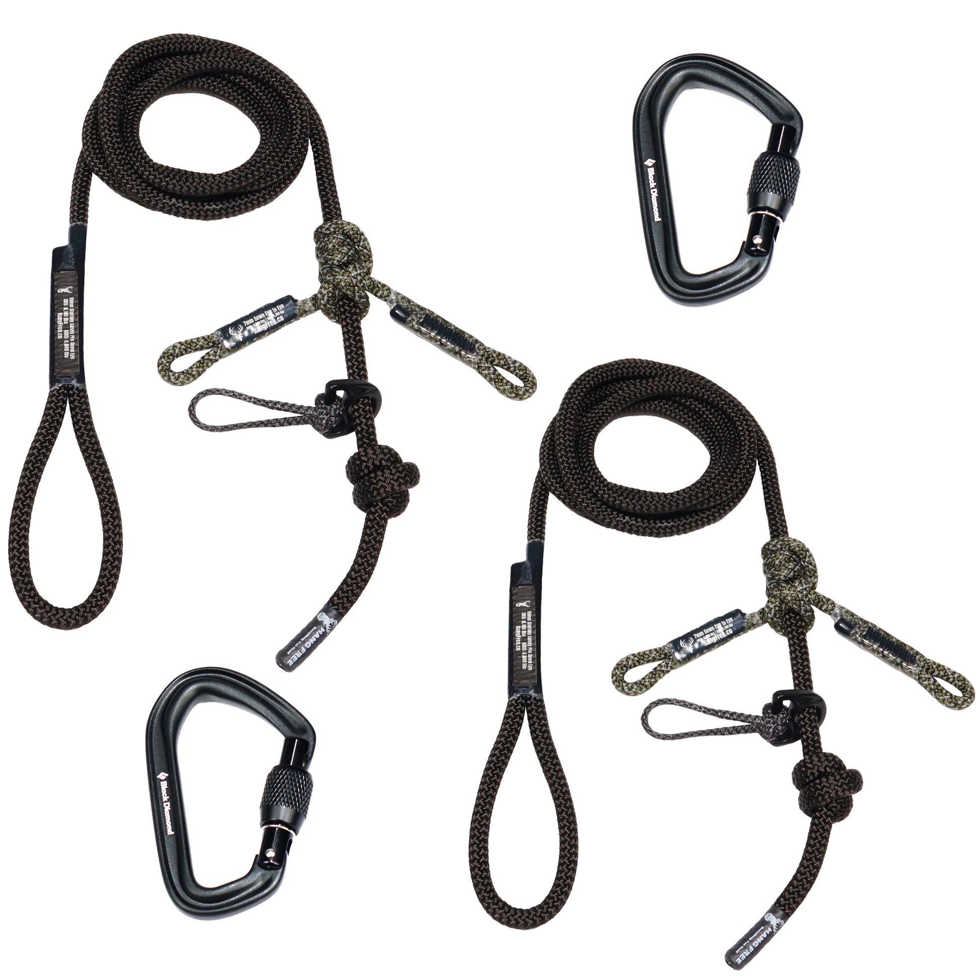 10mm BlackOut Sewn Tree Tether & Lineman's Belt Package with Carabiners.