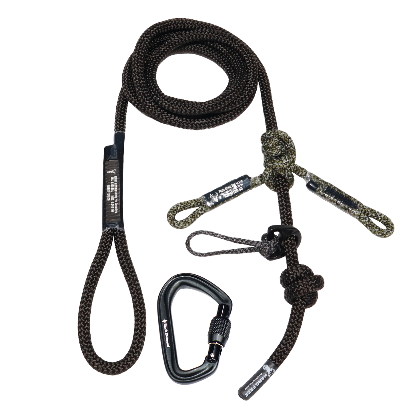 10mm Blackout Sewn Tree Tether & Lineman's Belt with Carabiner