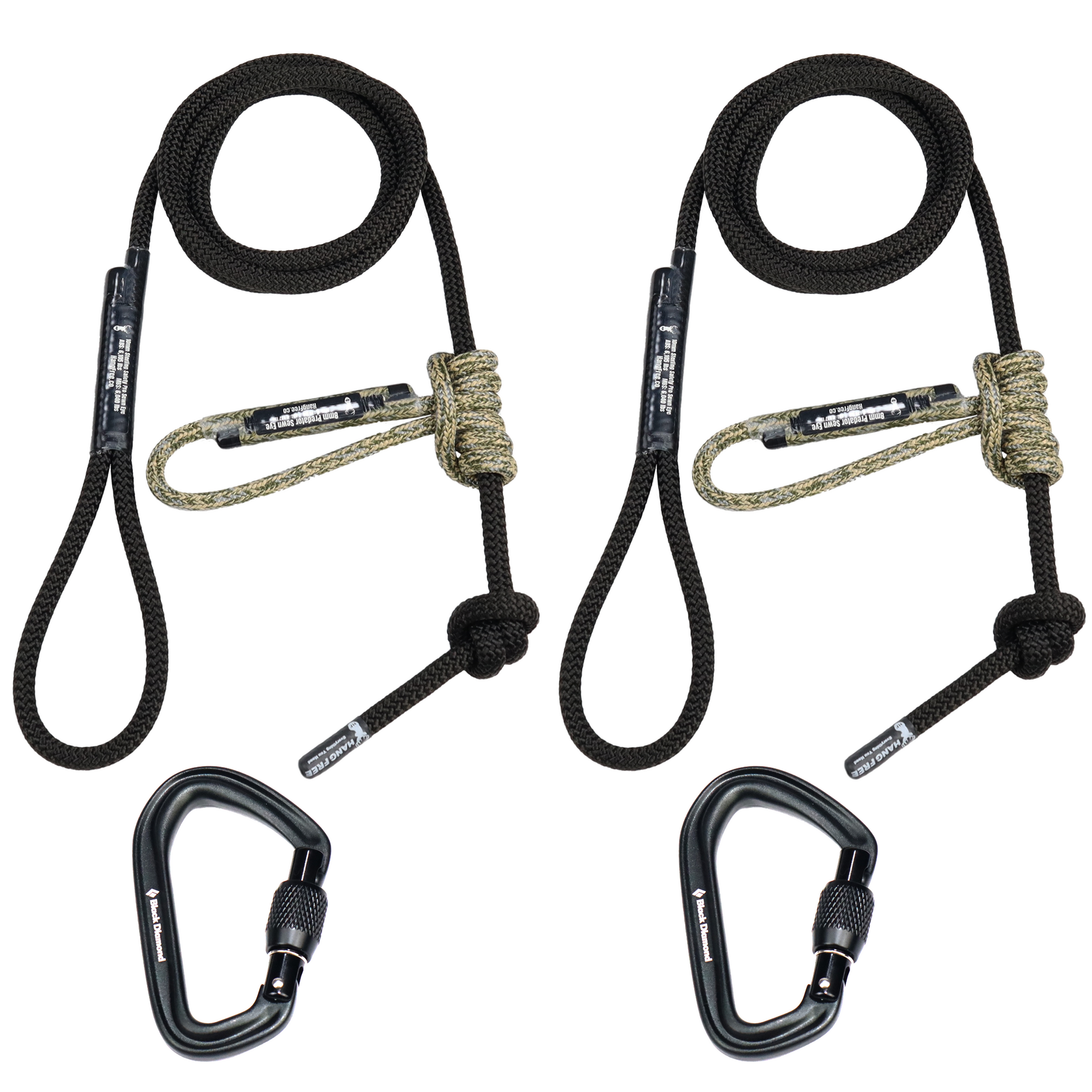 10mm BlackOut Tether & Lineman's Package with Desert Camo Prusik and Carabiners
