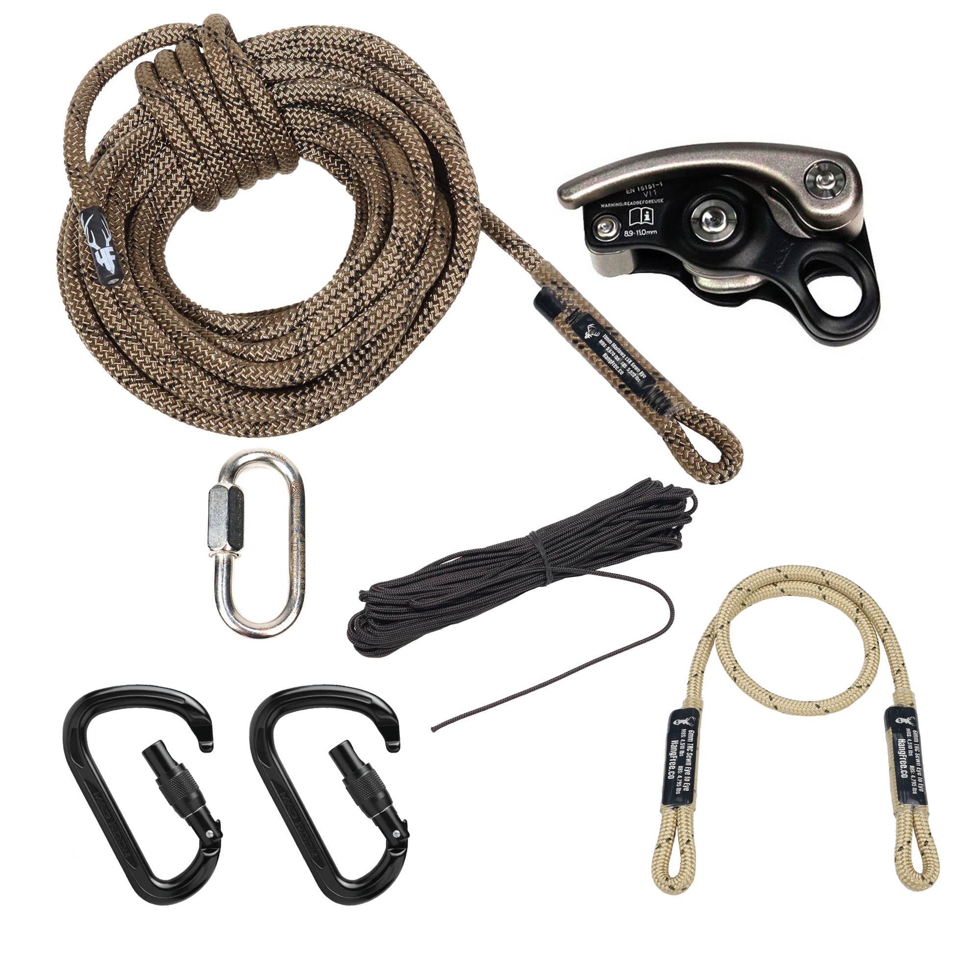 11mm LSK Deluxe One Stick Rappel Kit With All Pieces Laid Out