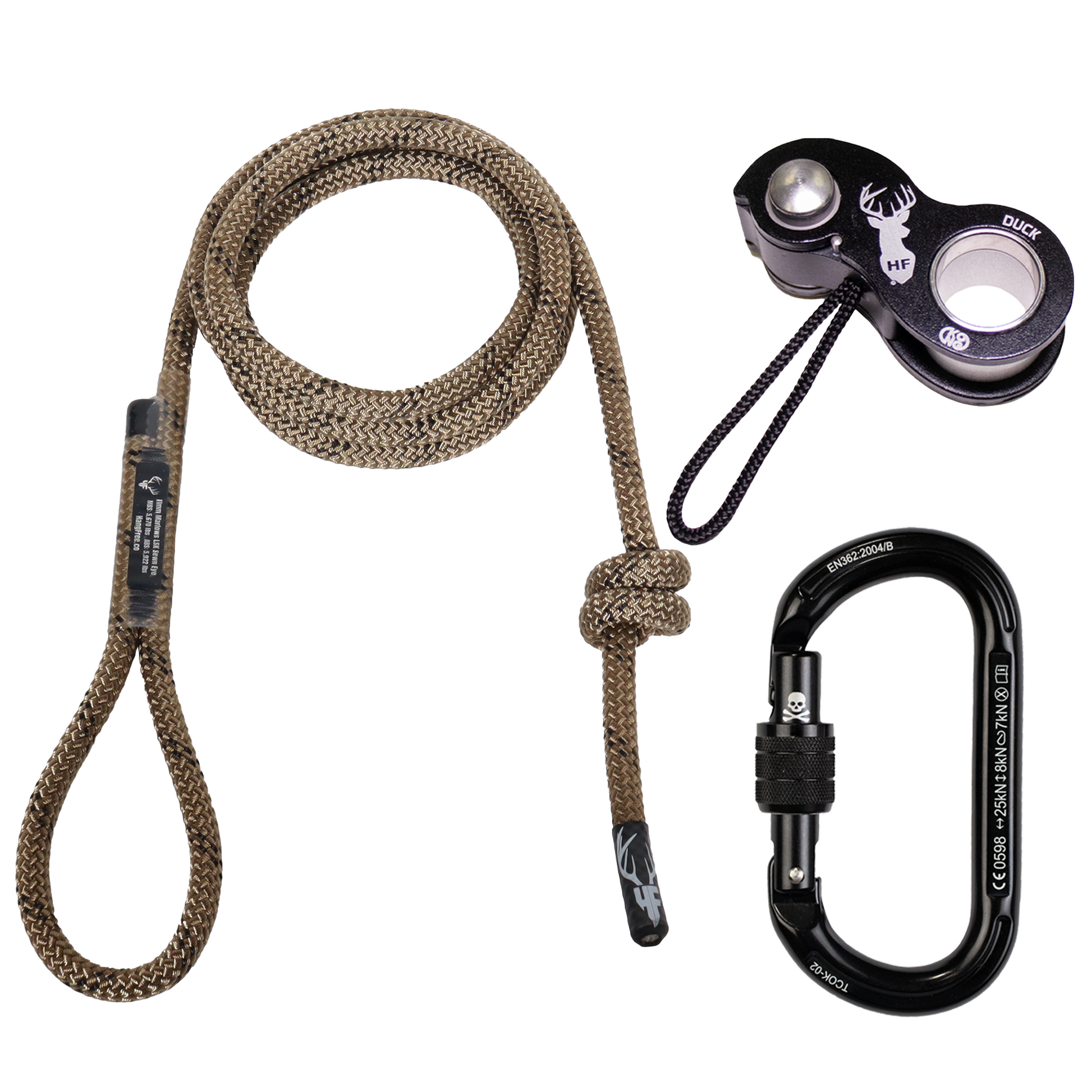 11mm LSK Deluxe Sewn Tree Tether & Lineman's Belt With Kong Duck And Trango Oval K Carabiner