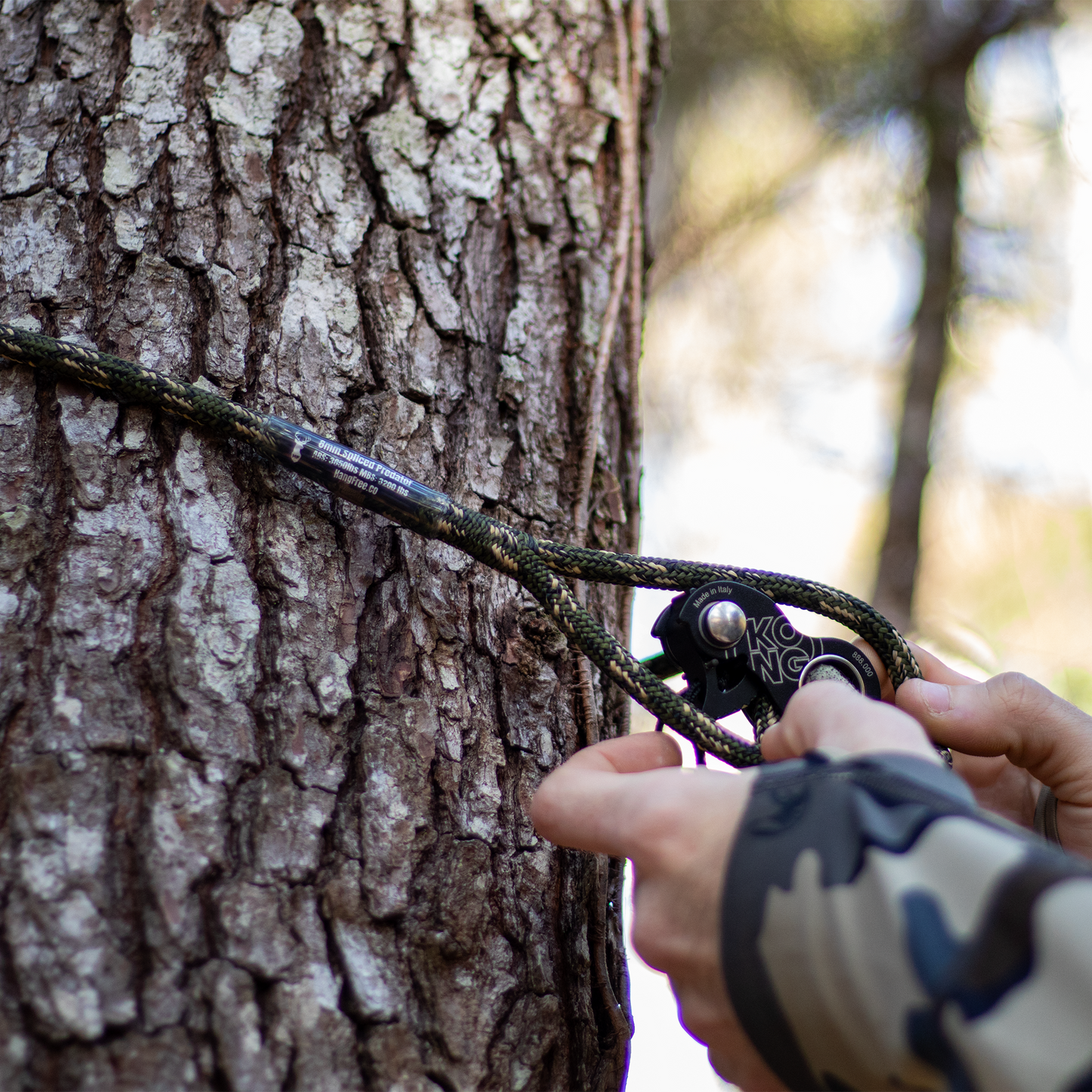 Deluxe Spliced Predator Tether Around Tree