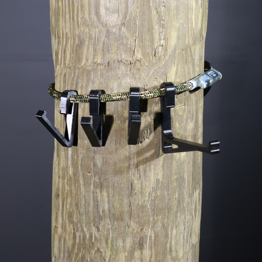 Quick Bow/Gear Hanger Kit For Tether/Lineman's Belt In Use On Pole