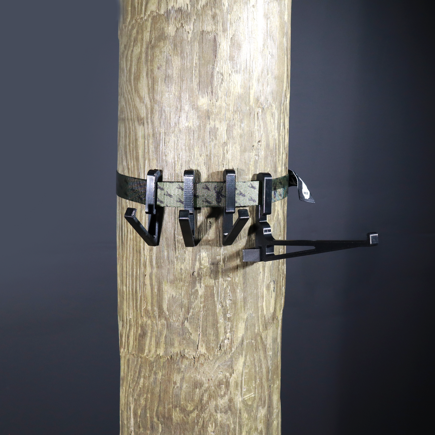3D Printed Quick Bow/Gear Hanger Kit With Strap In Use On Tree