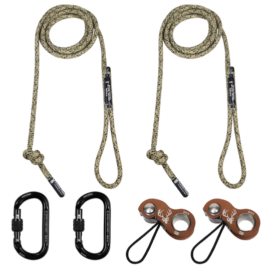 8mm OpLux Deluxe Sewn Tree Tether & Lineman's Package With Two HF Brown Kong Ducks And Two Trango Oval K Carabiners