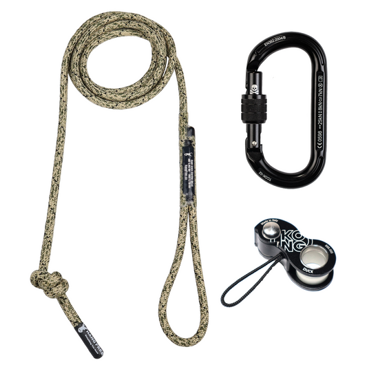 8mm OpLux Deluxe Sewn Tree Tether & Lineman's Belt With Kong Duck And Trango Oval K Carabiner
