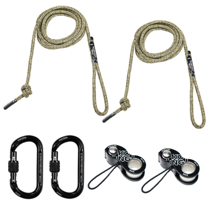 8mm Predator™ Deluxe Sewn Tether & Lineman's Package Desert Camo With Two Kong Ducks And Two Trango Oval K Carabiners