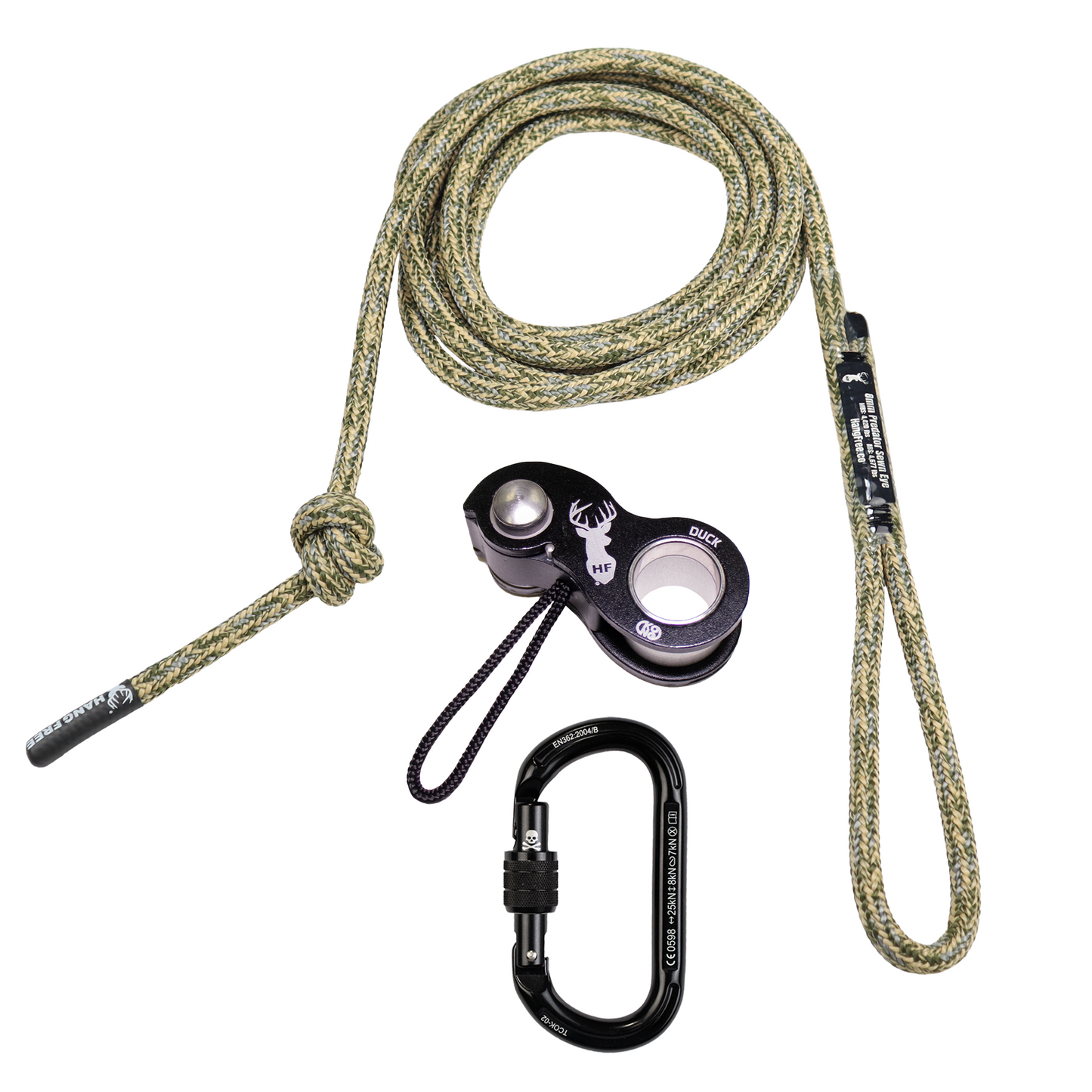 8mm Predator™ Deluxe Sewn Tree Tether & Lineman's Belt Desert Camo 5" Eye With Kong Duck And Trango Oval K Carabiner