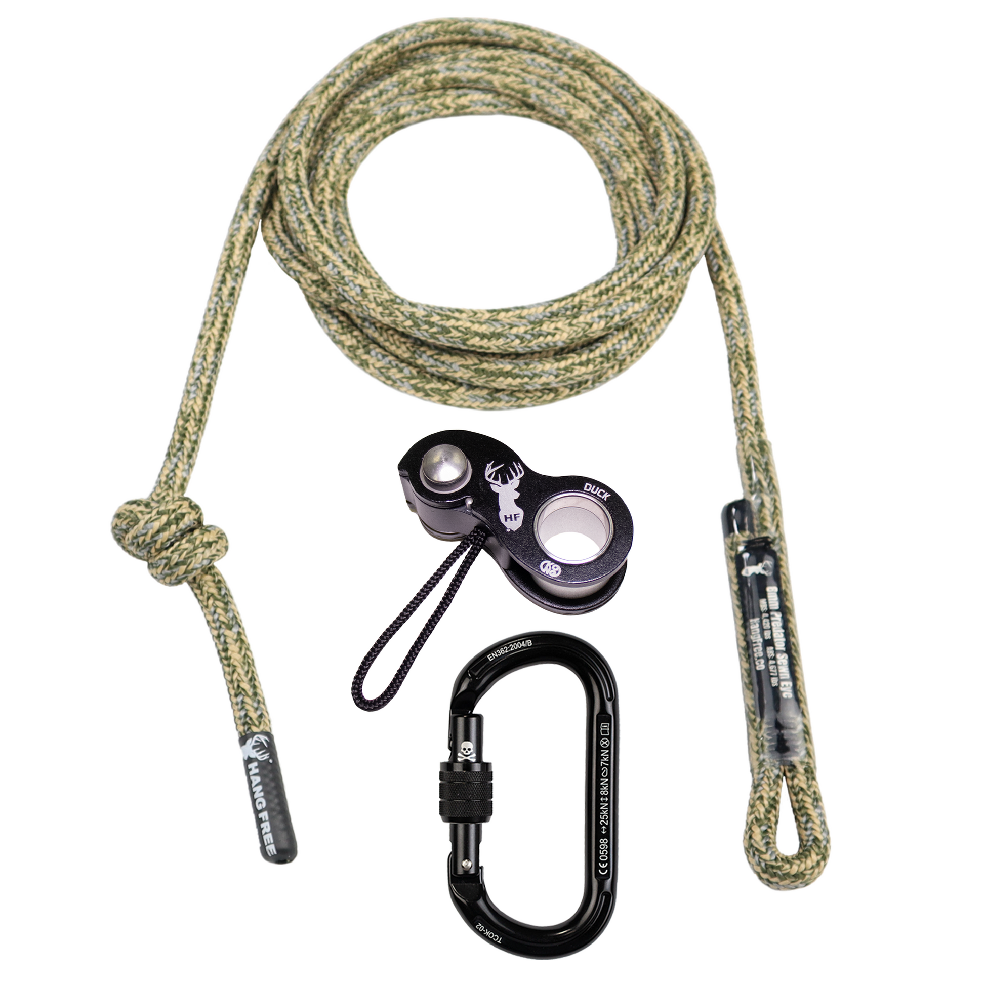 8mm Predator™ Deluxe Sewn Tree Tether & Lineman's Belt Desert Camo Tight Eye With Kong Duck And Trango Oval K Carabiner