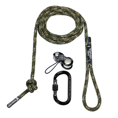 8mm Predator™ Deluxe Sewn Tree Tether & Lineman's Belt Predator Camo 5" Eye With Kong Duck And Trango Oval K Carabiner