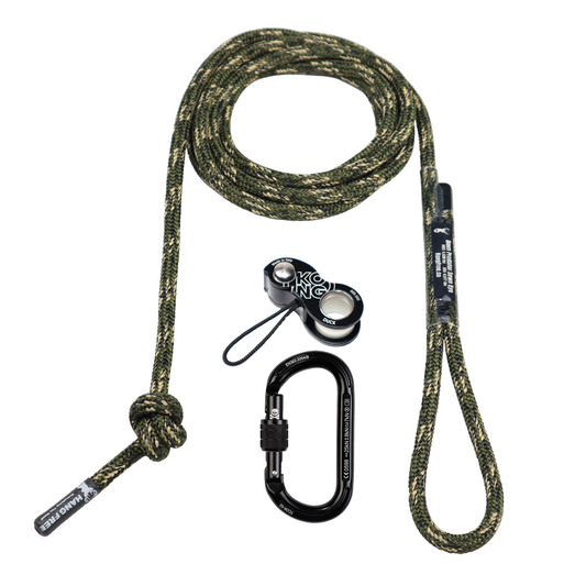 8mm Predator™ Deluxe Sewn Tree Tether & Lineman's Belt Predator Camo 5" Eye With Kong Duck And Trango Oval K Carabiner