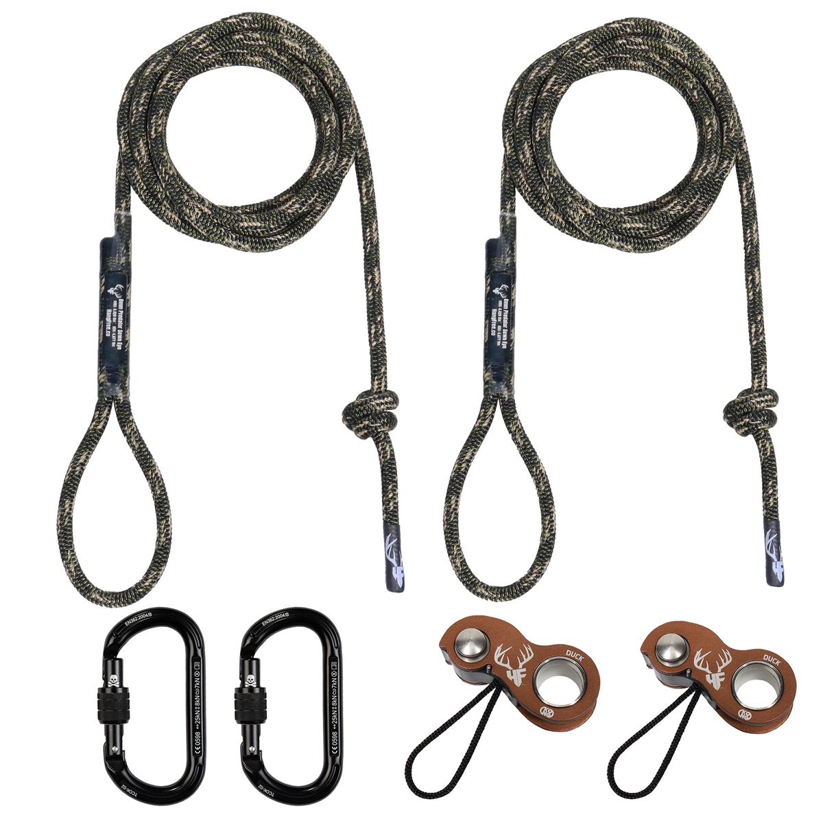 8mm Predator™ Deluxe Sewn Tether & Lineman's Package With Two HF Brown Kong Ducks And Two Trango Oval K Carabiners