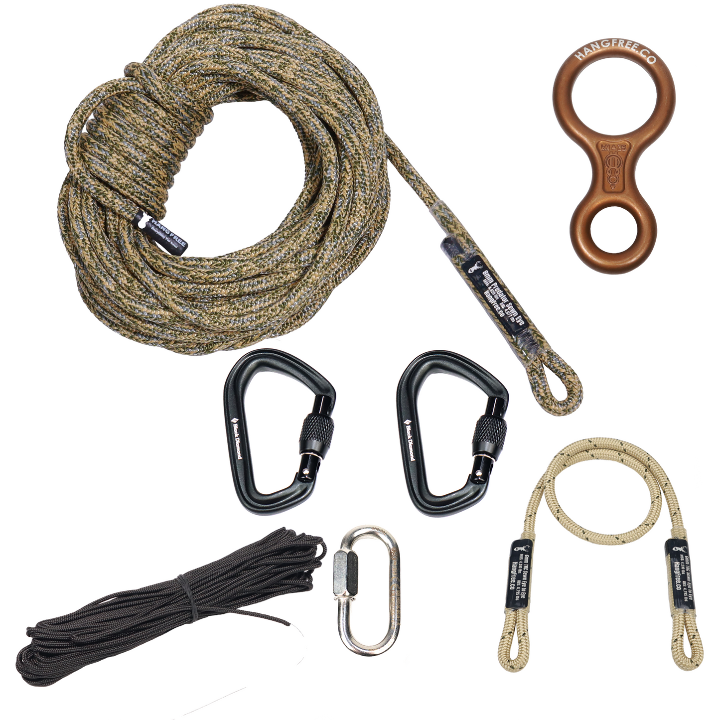 8mm Predator Desert Camo Standard Sewn One Stick/Rappel Rope with all Kit Pieces