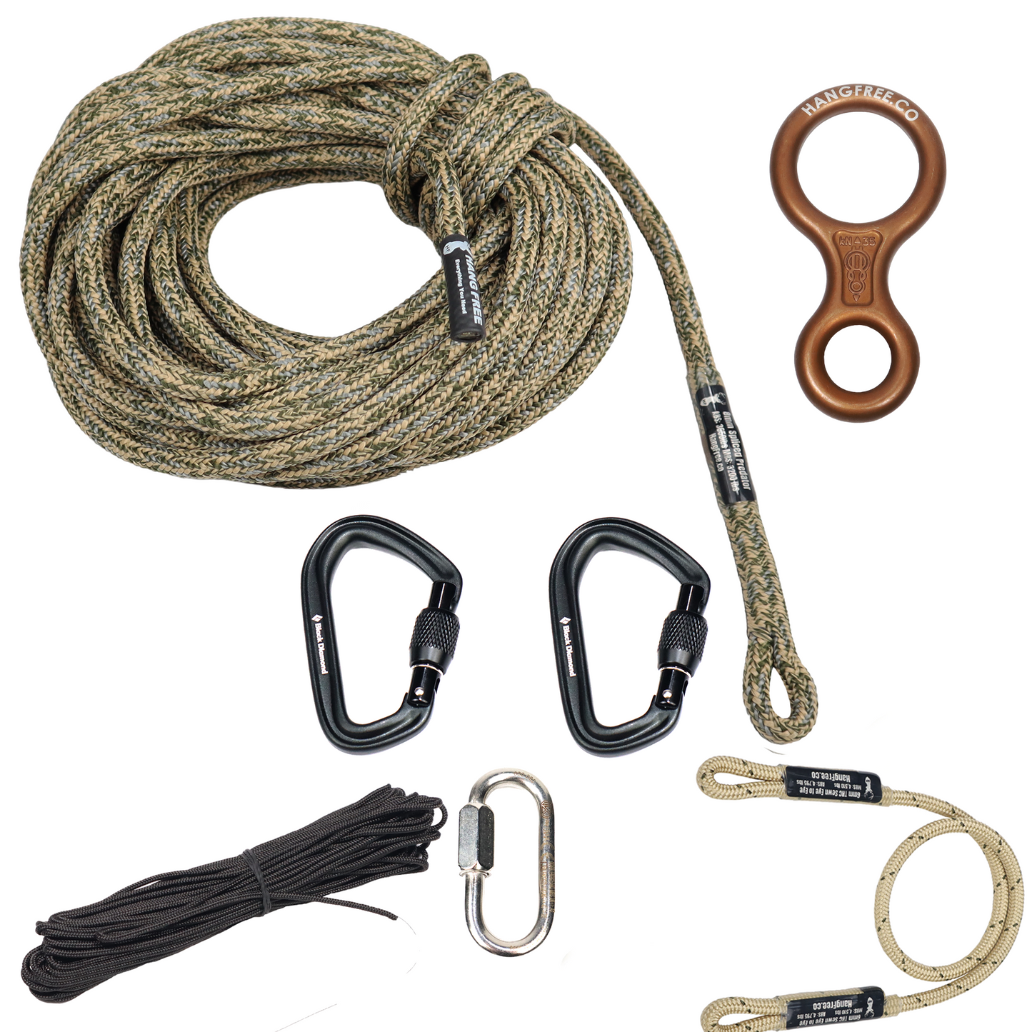8mm Predator Desert Camo Standard Spliced One Stick/Rappel Rope with all Kit Pieces