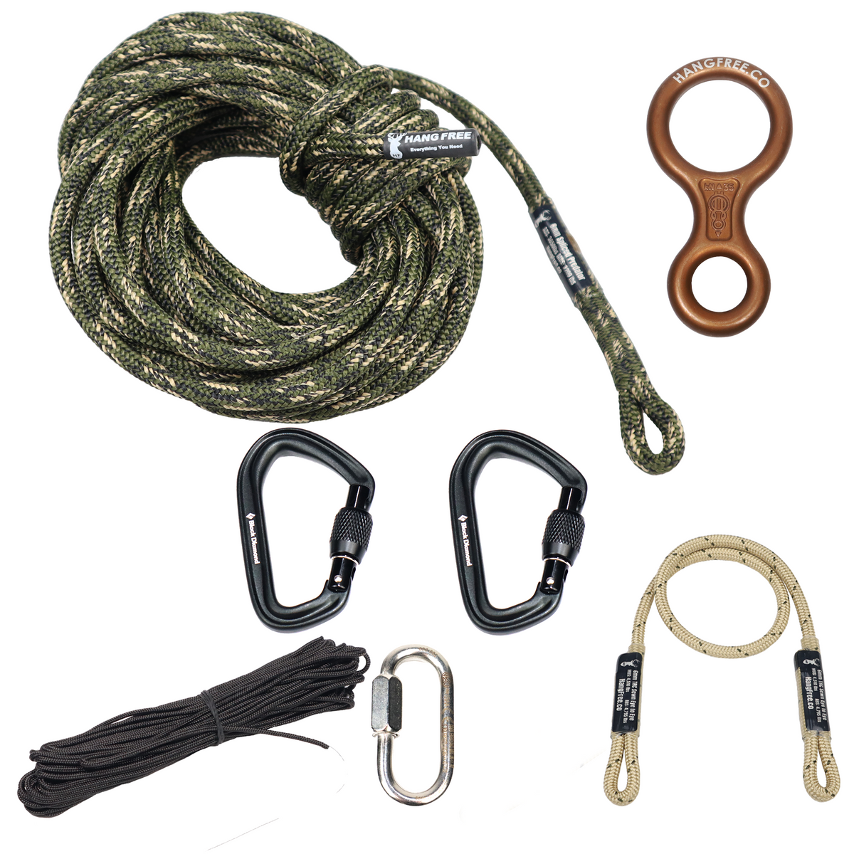 8mm Predator Camo Standard Spliced One Stick/Rappel Rope with all Kit Pieces