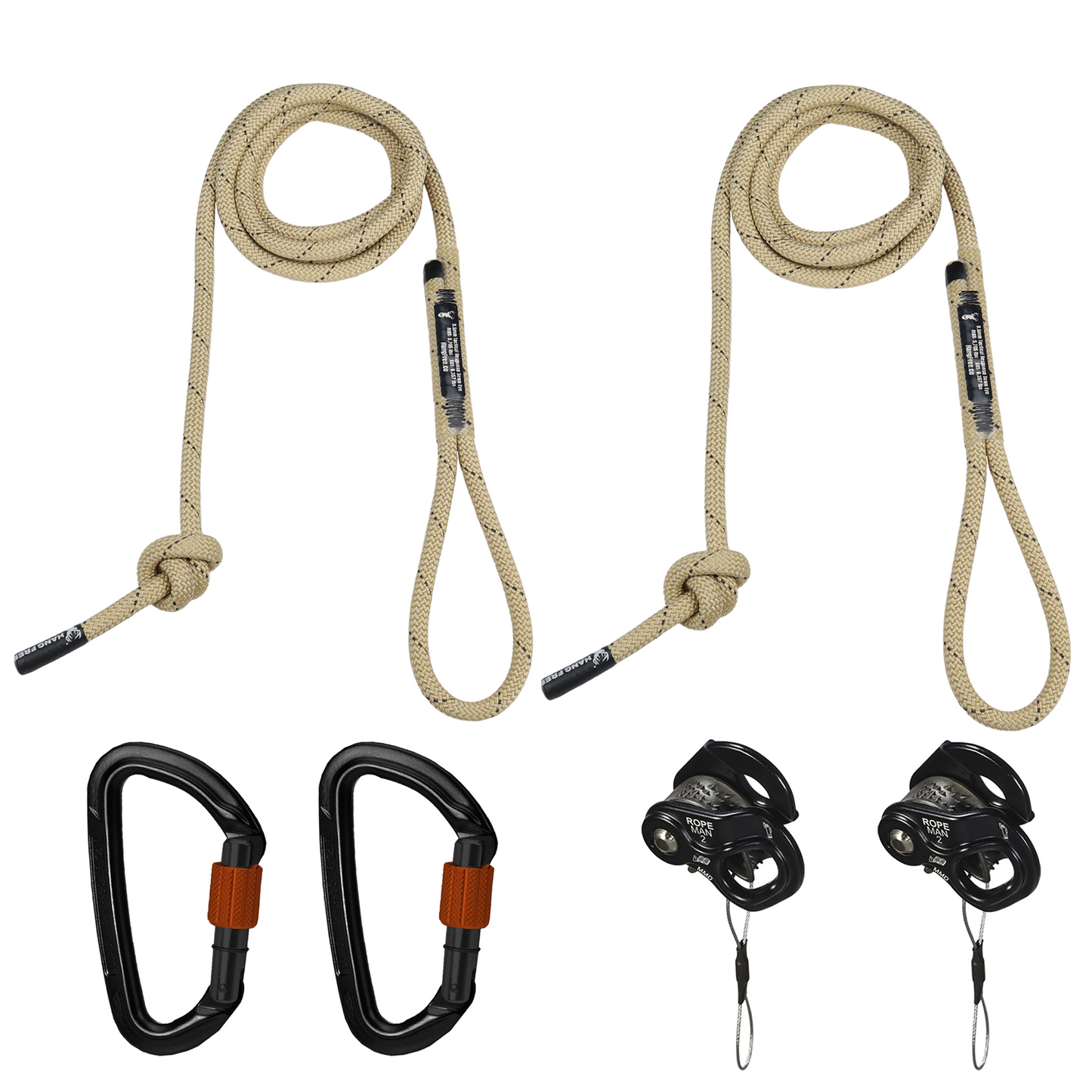 9.5mm Deluxe Sewn Tether & Lineman's Package with Ropeman 2 and Carabiners