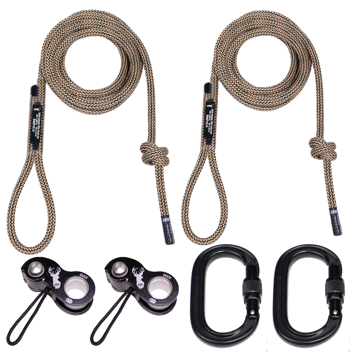 9mm Canyon Elite 'Ghost' Tree Tether & Lineman's Belt Package with Kong Ducks & Carabiners.