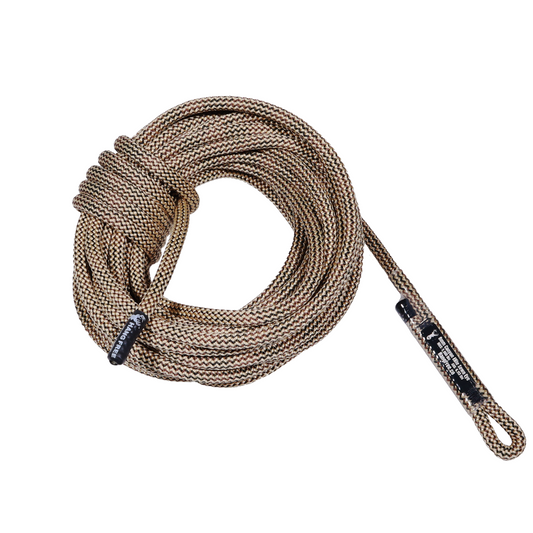 9mm Canyon Elite 'Ghost' One Stick/Rappel Rope Coiled with sewn eye visible. 