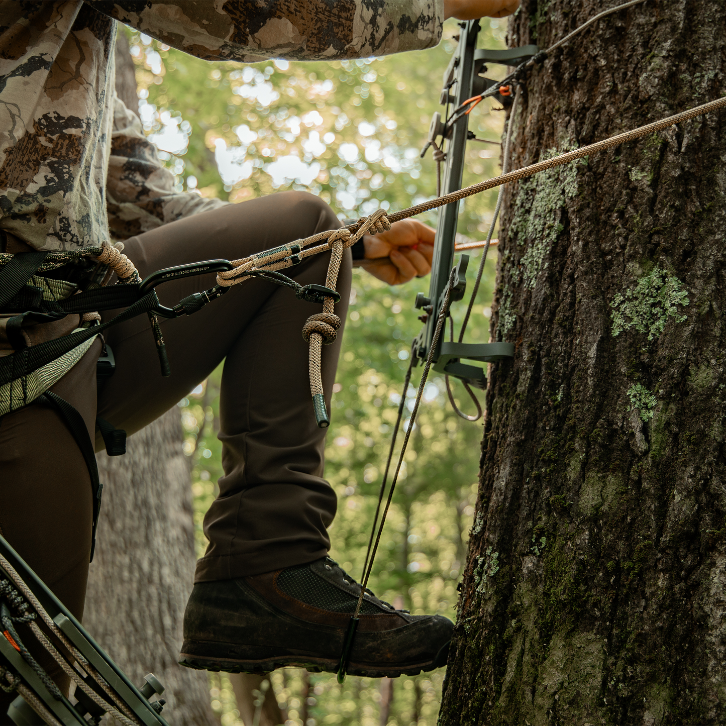 9mm 'Ghost' Standard Sewn Tree Tether & Lineman's In use on Tree