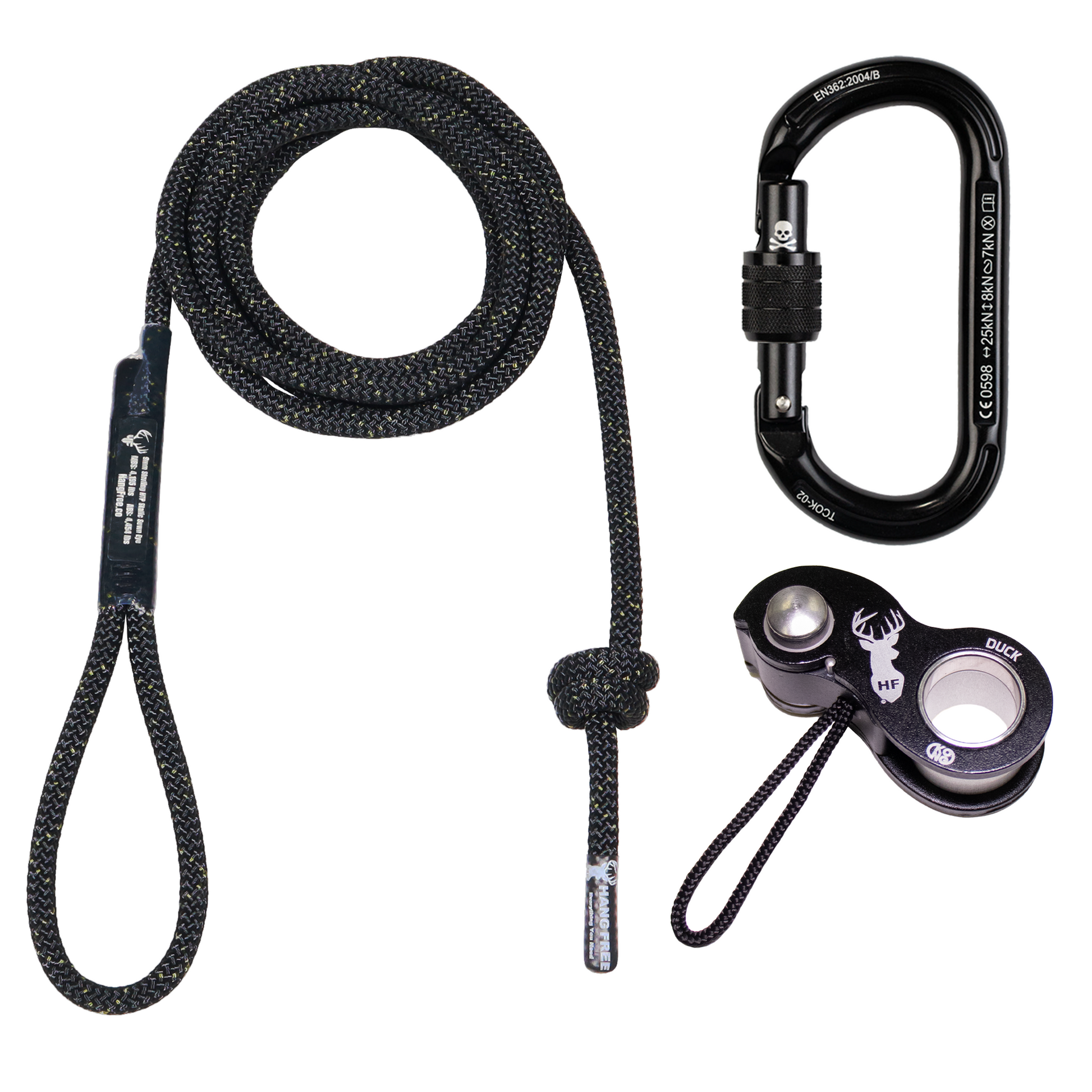 9mm HTP Deluxe Sewn Tree Tether & Lineman's Belt With Kong Duck And Trango Oval K Carabiner