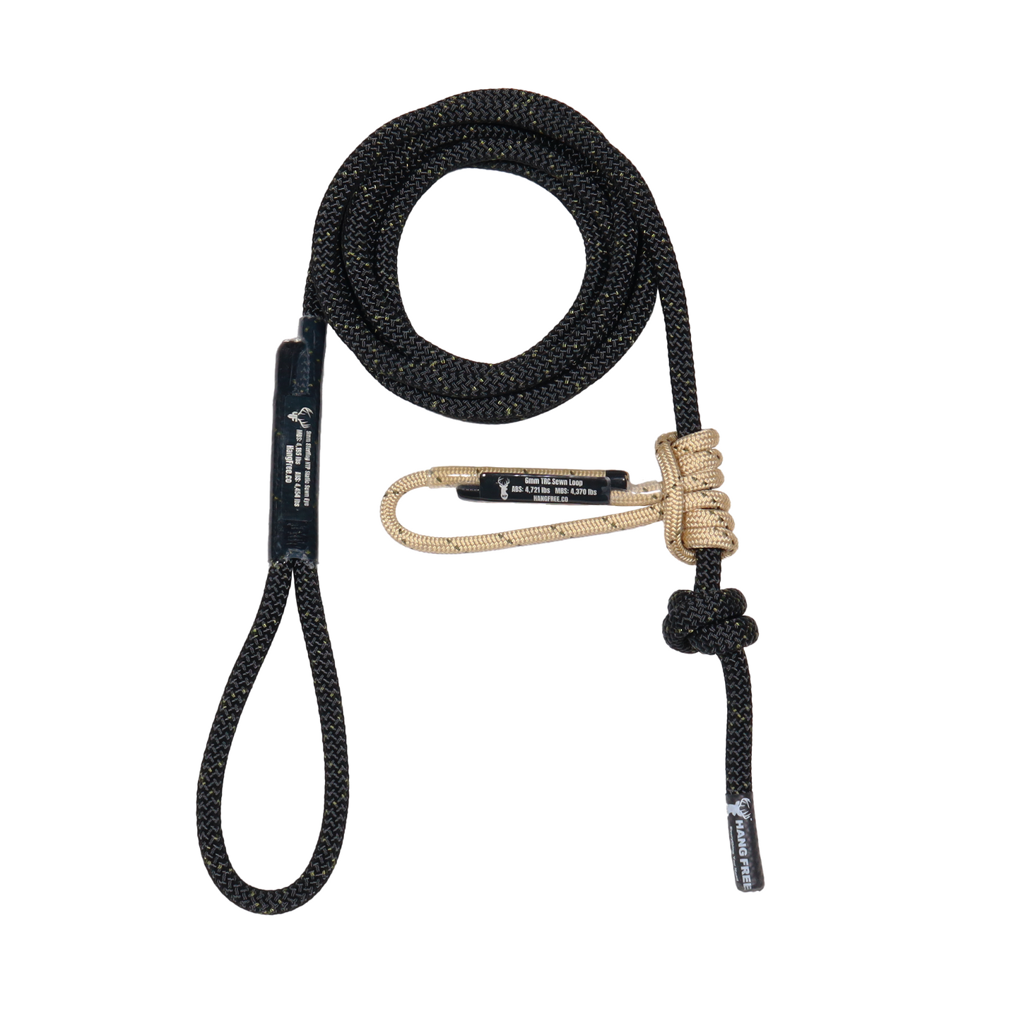 9mm HTP Standard Sewn Tree Tether & Lineman's Belt with TRC Sewn Loop Prusik Tied Onto Main Line.