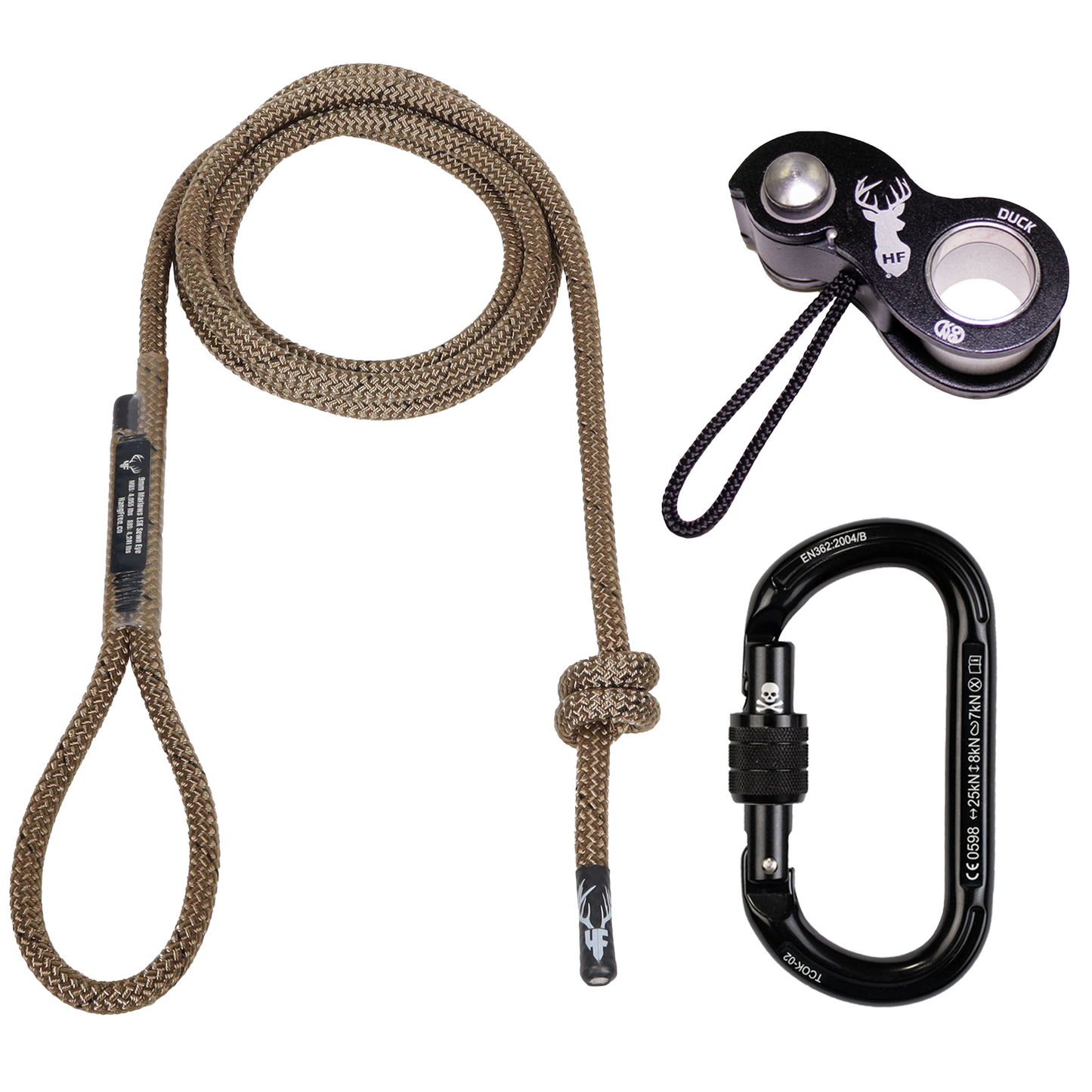 9mm LSK Deluxe Sewn Tree Tether & Lineman's Belt With Kong Duck And Trango Oval K Carabiner