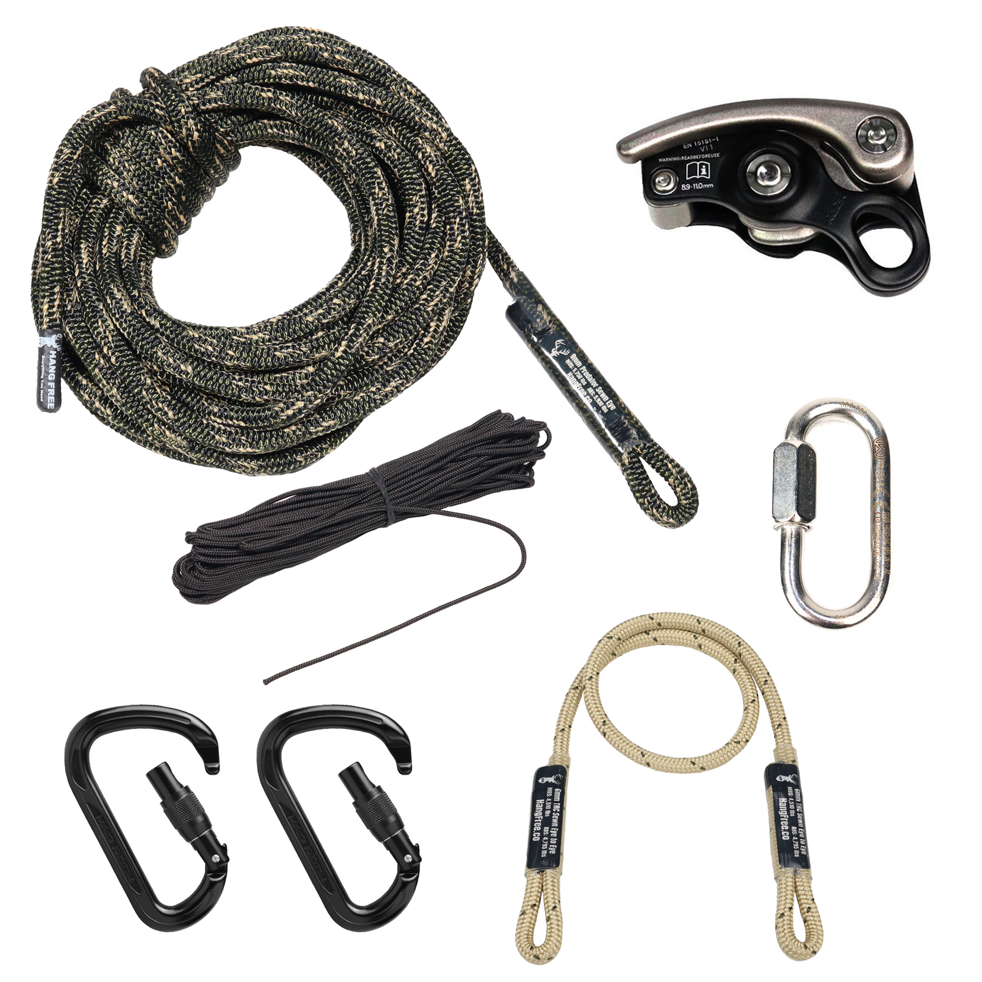 9mm Predator™ Deluxe One Stick Rappel Kit with all pieces shown