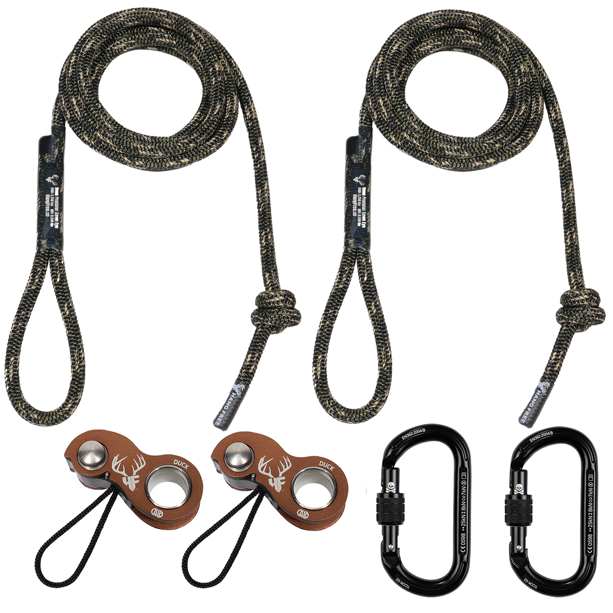 9mm Predator™ Deluxe Sewn Tether & Lineman's Package With Two HF Brown Kong Ducks And Two Trango Oval K Carabiners