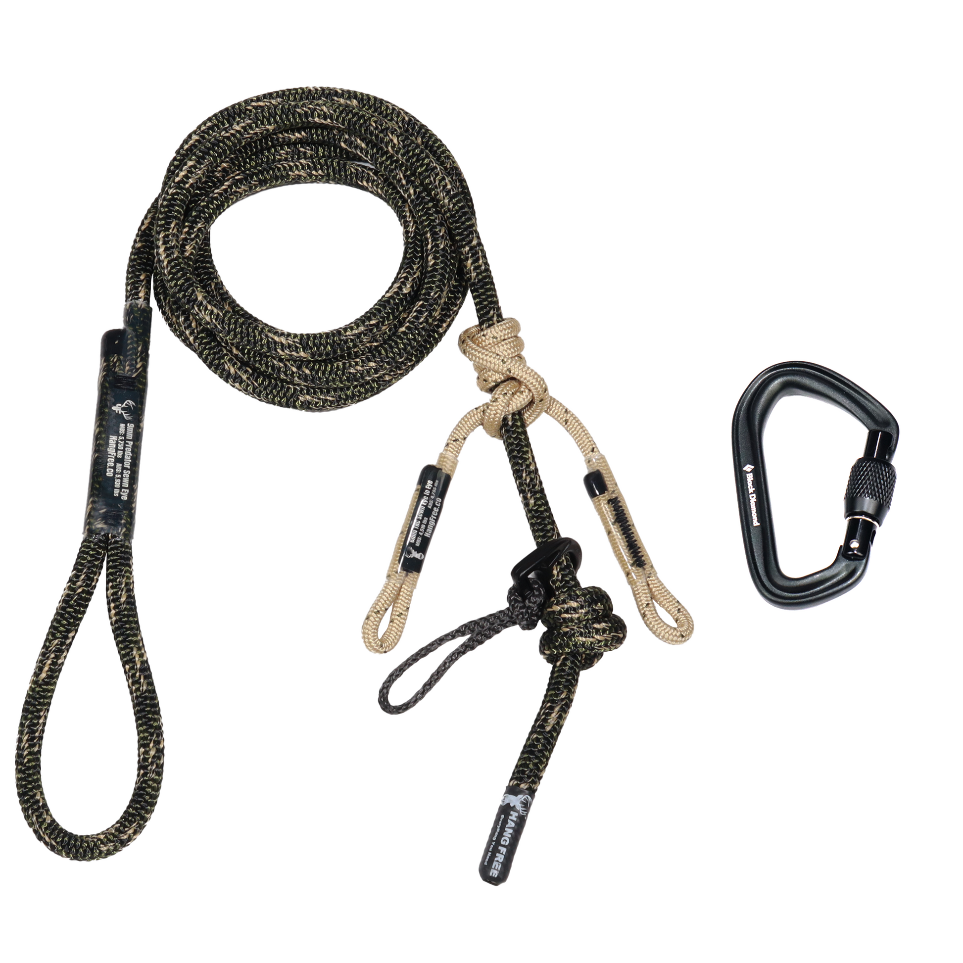9mm Predator Standard Sewn Tree Tether & Lineman's Belt with Carabiner