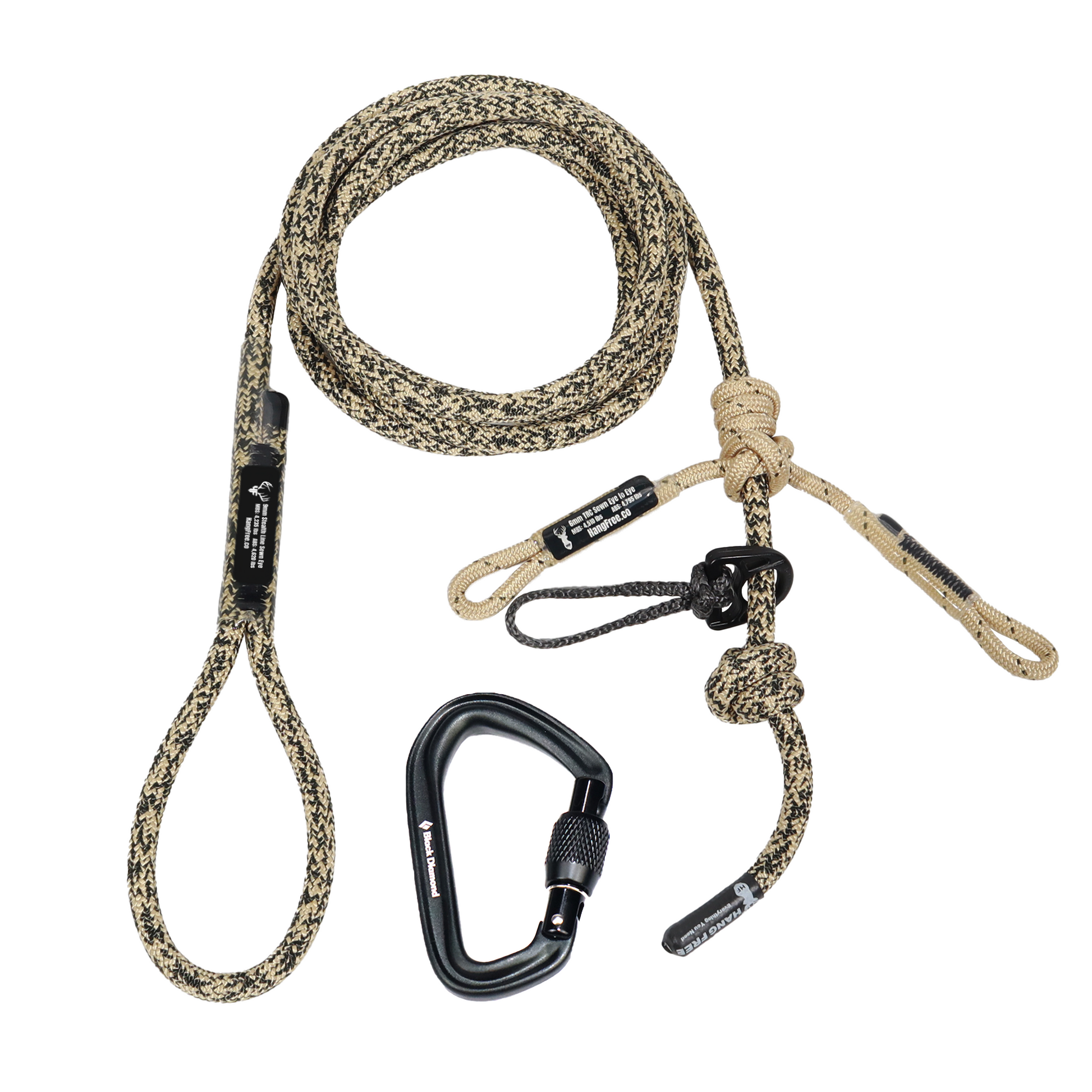 9mm Stealth Line Standard Sewn Tether & Lineman's Belts With Carabiner