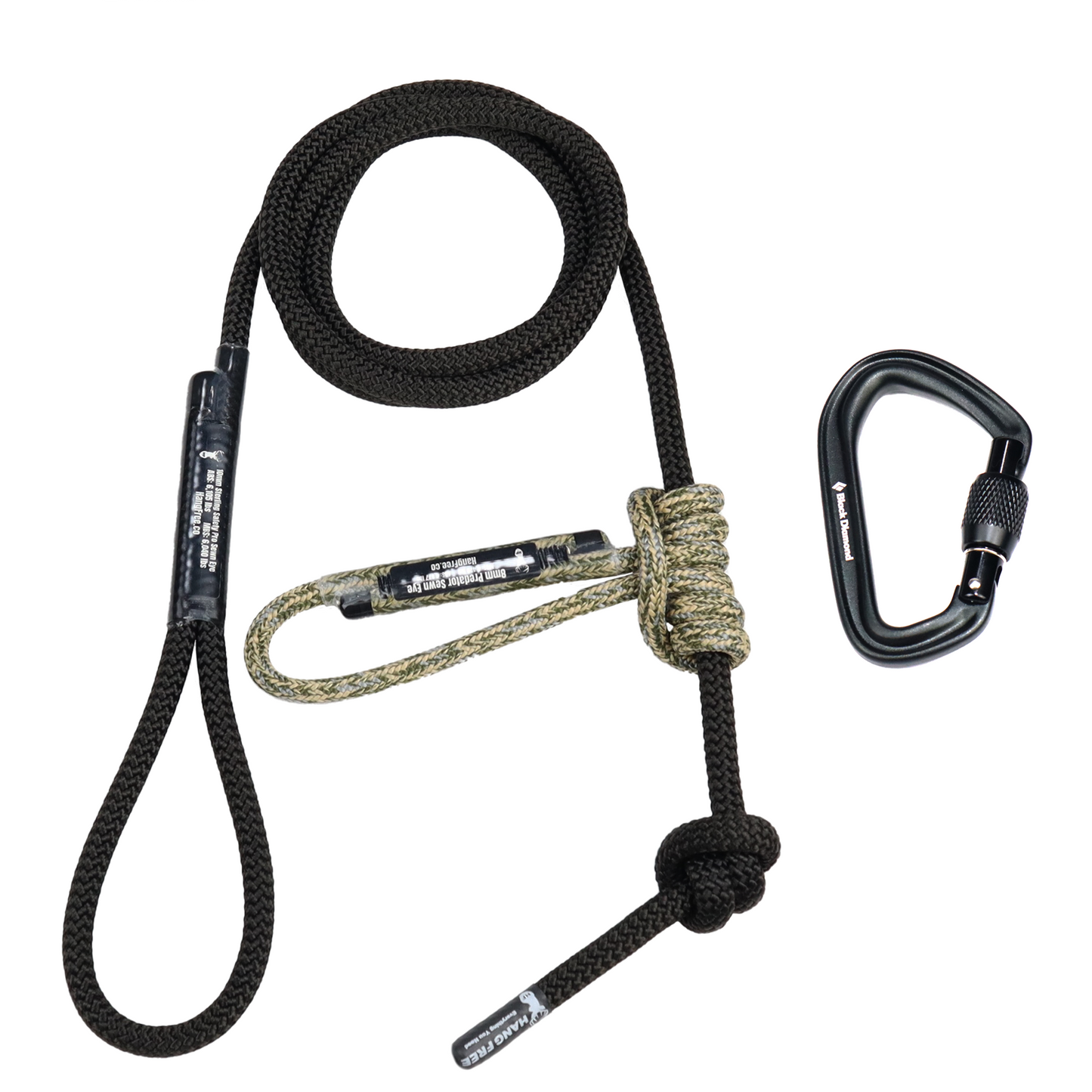 BlackOut Tether with Predator Prusik and Carabiner in Desert Camo