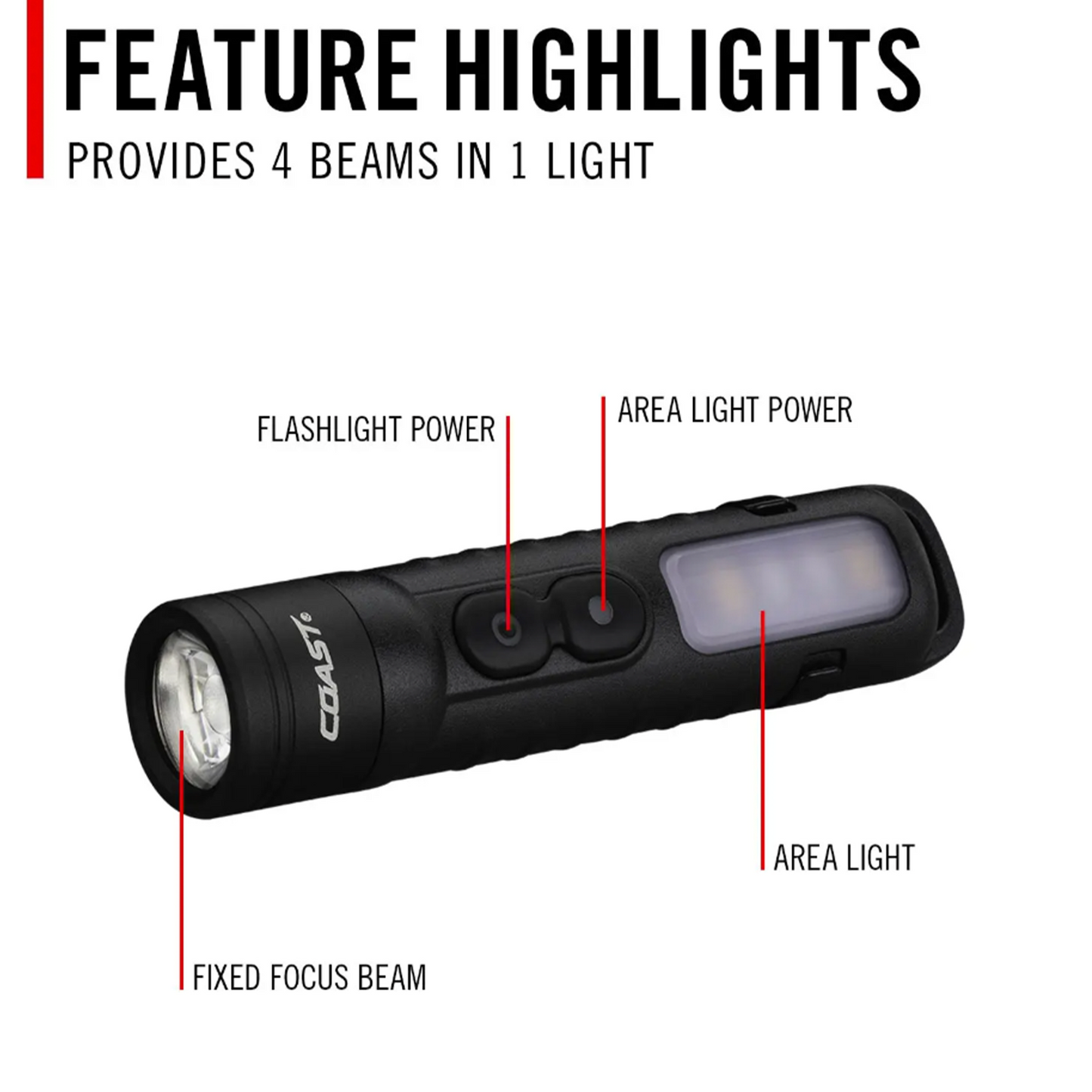 COAST KL35R 600 Lumen Flashlight Features