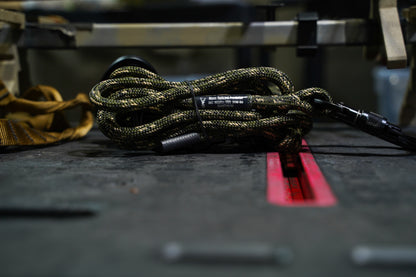 Spliced Predator Lineman's Belt wrapped up on work bench