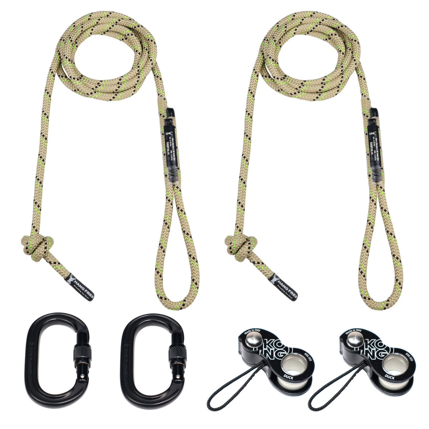 9mm Green C-IV Deluxe Sewn Tether & Lineman's Package with Carabiners