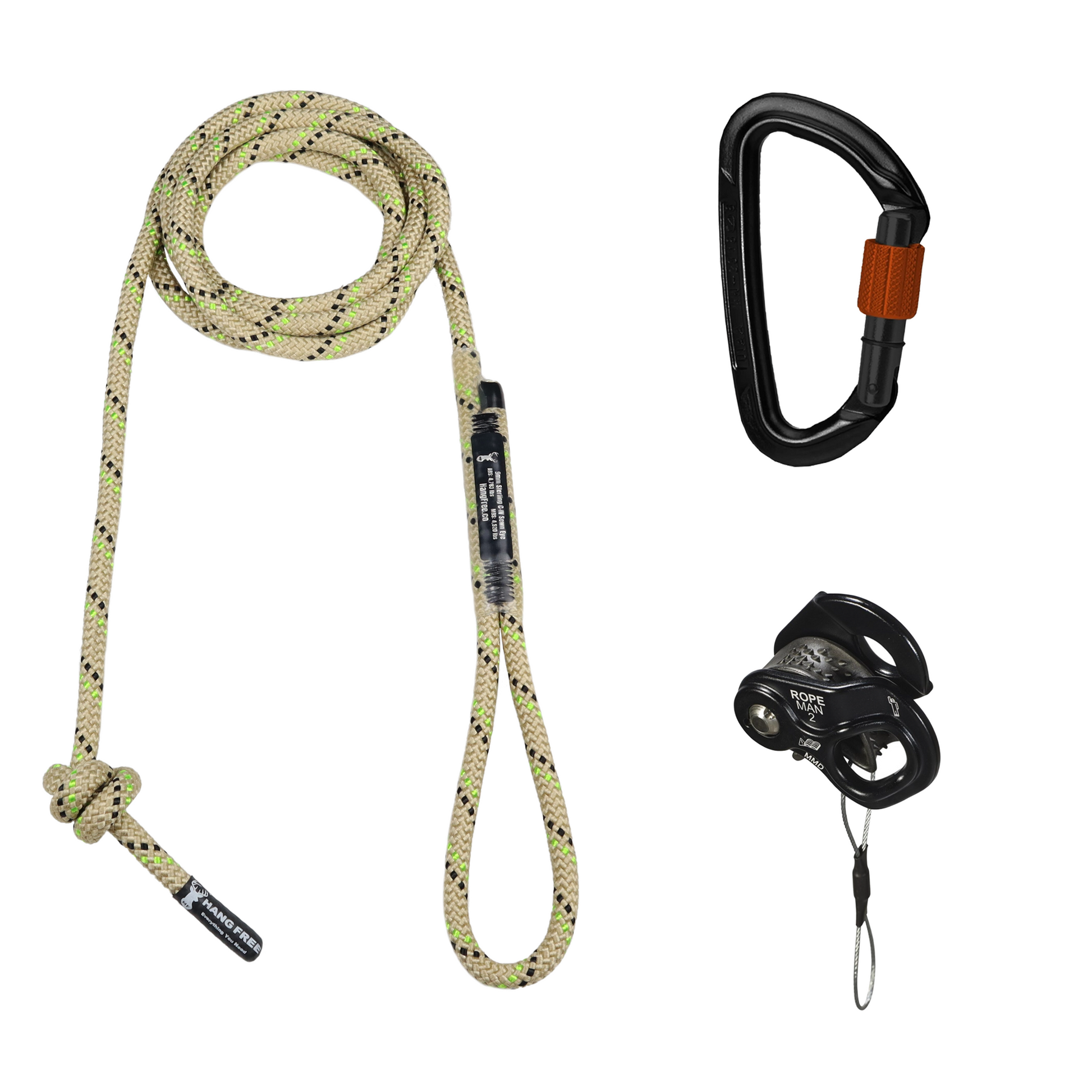 9mm Green C-IV Deluxe Tether & Lineman's with Ropeman 2 & Carabiner