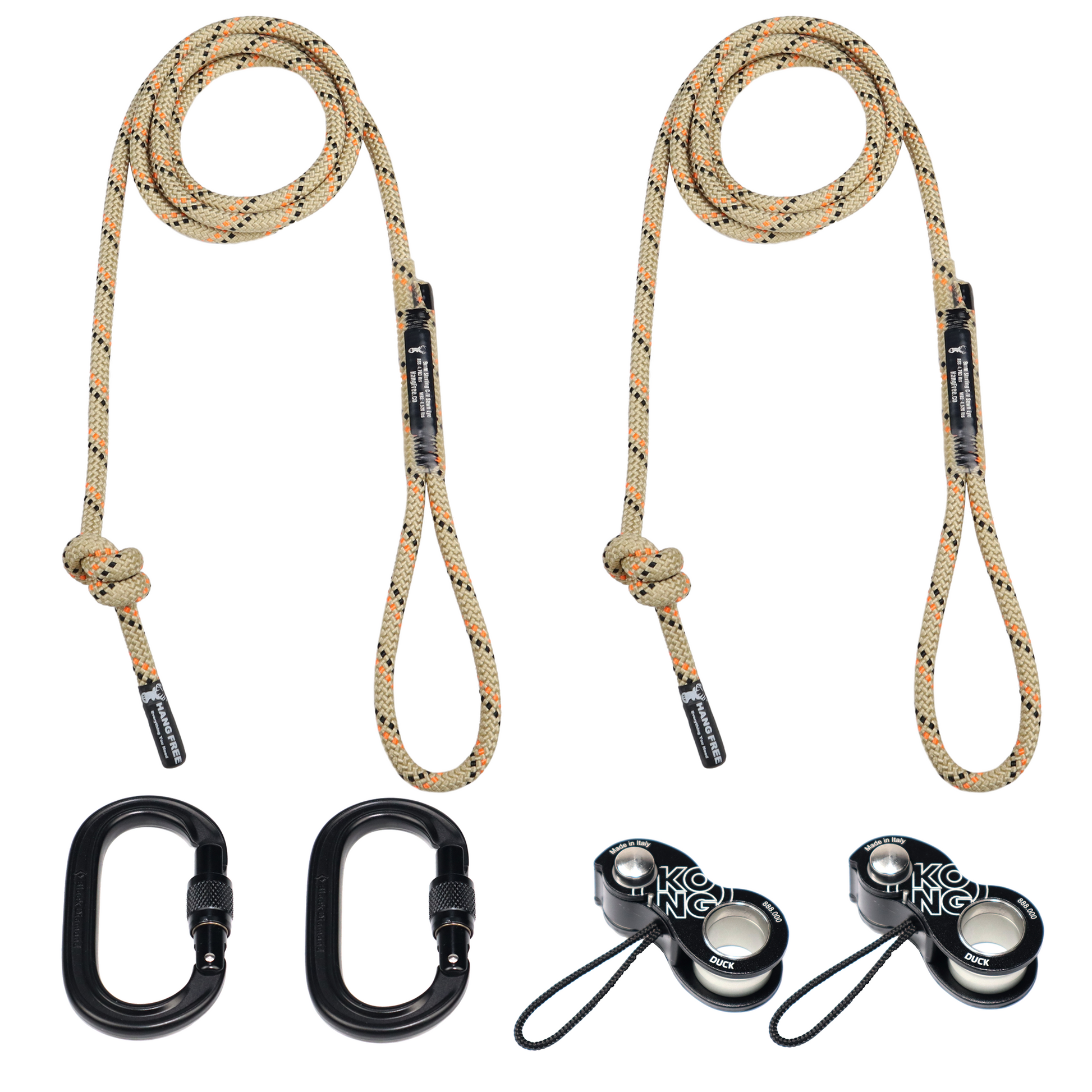 9mm Orange C-IV Deluxe Sewn Tether & Lineman's Package with Carabiners