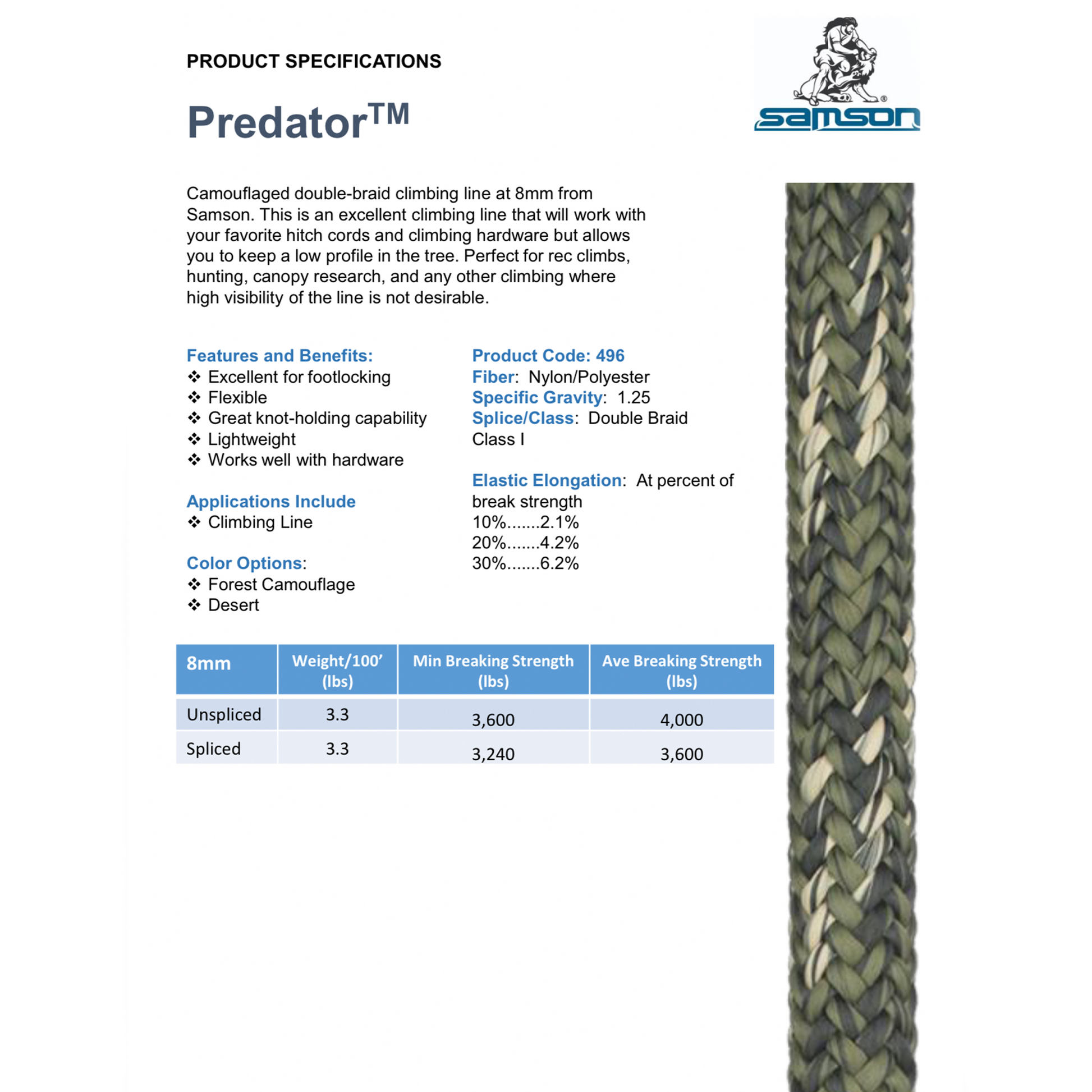 Predator Rope Spec Sheet