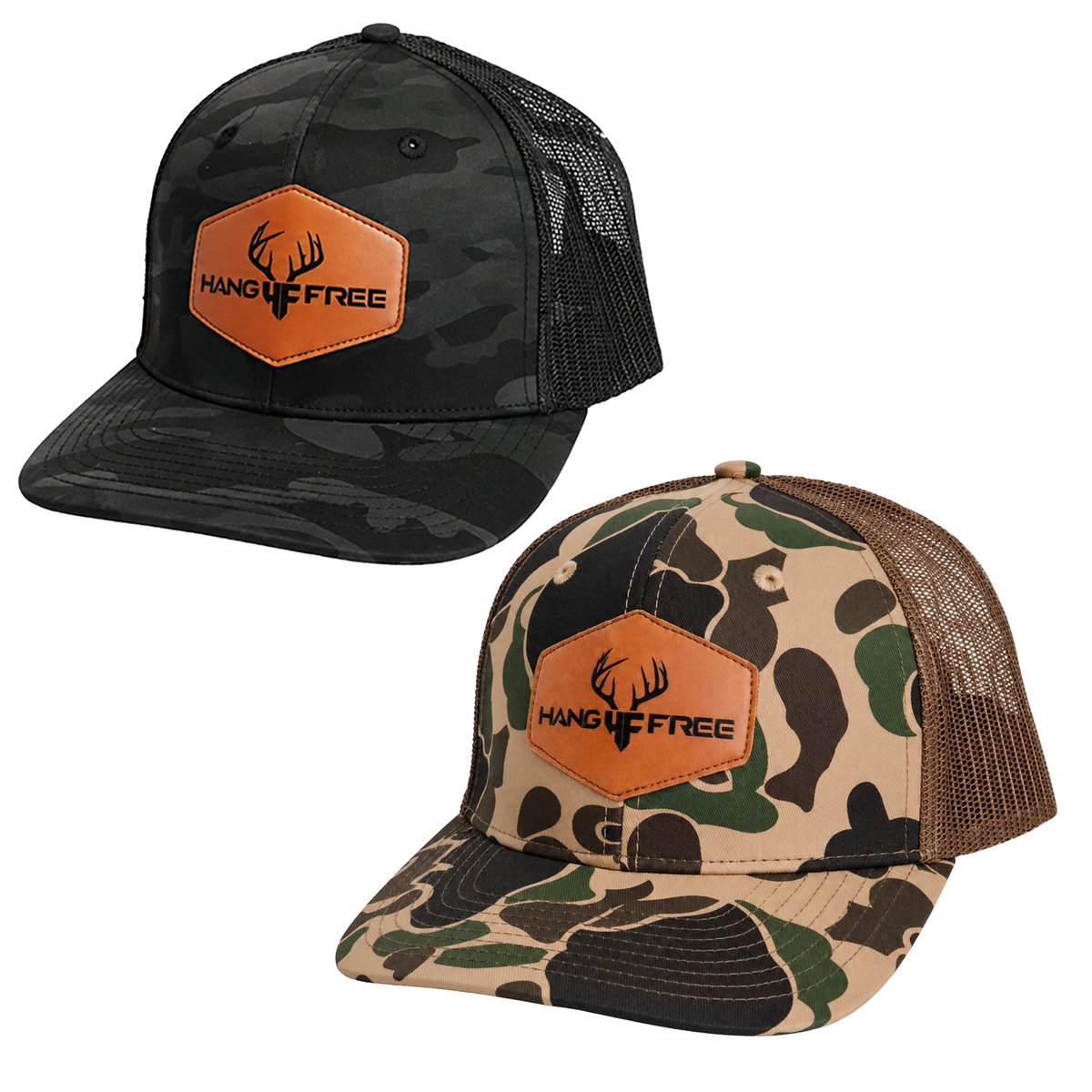 Black Camo & Old School Camo Hang Free® Snapback Hats.