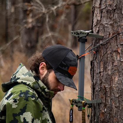 H.F.A.S. added to the tree on a climbing stick.